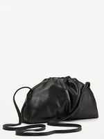 Faux-Leather Gathered Clutch Crossbody Bag