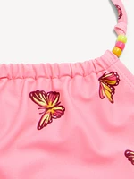 Printed Beaded Halter Bikini Swim Set for Girls