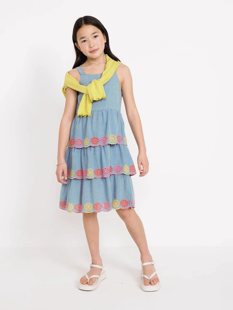 Sleeveless Tiered Eyelet Dress for Girls