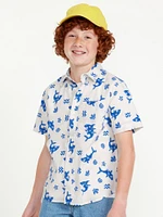 Short-Sleeve Printed Poplin Shirt for Boys