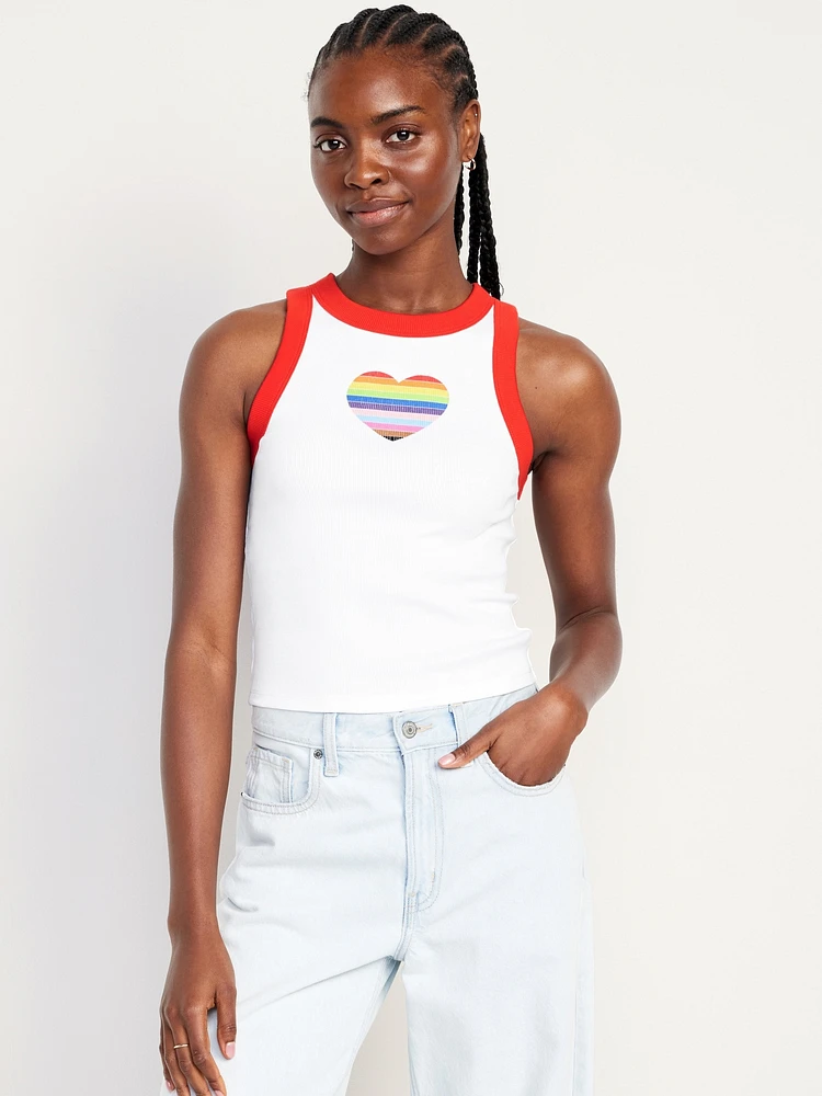 Graphic Crop Tank Top