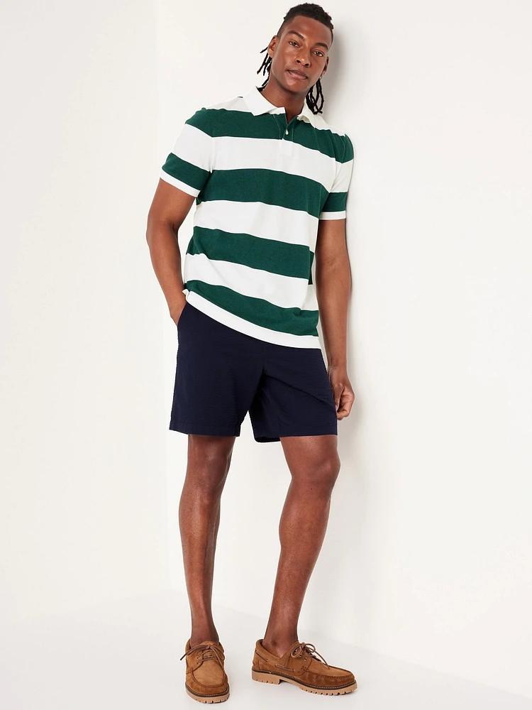 Classic Fit Striped Pique Polo