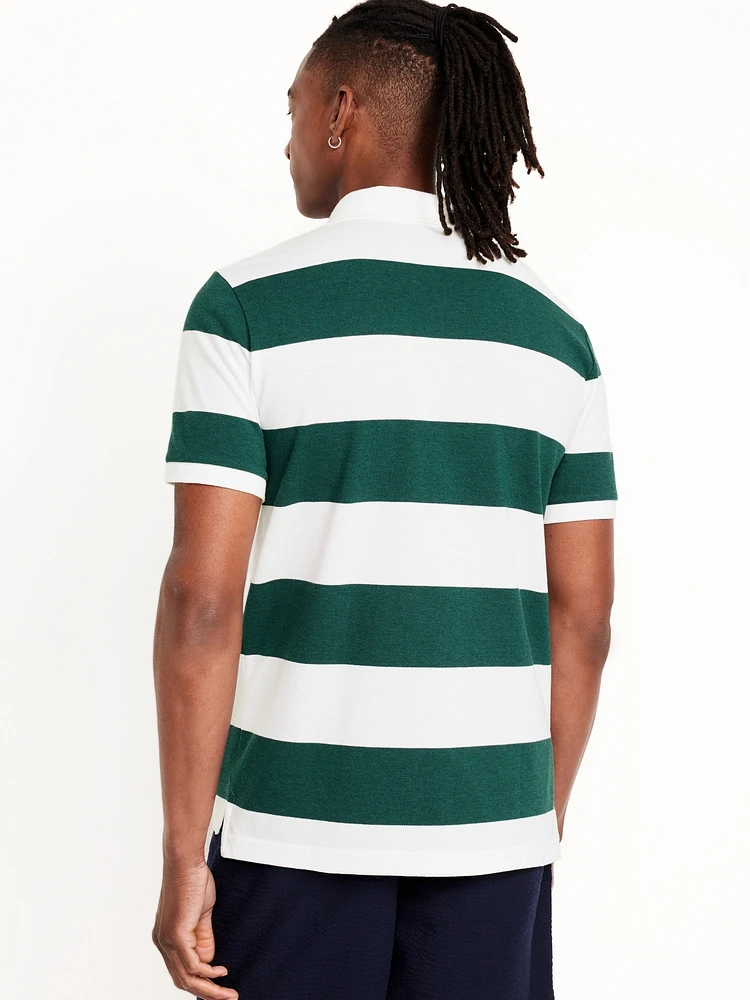 Classic Fit Striped Pique Polo