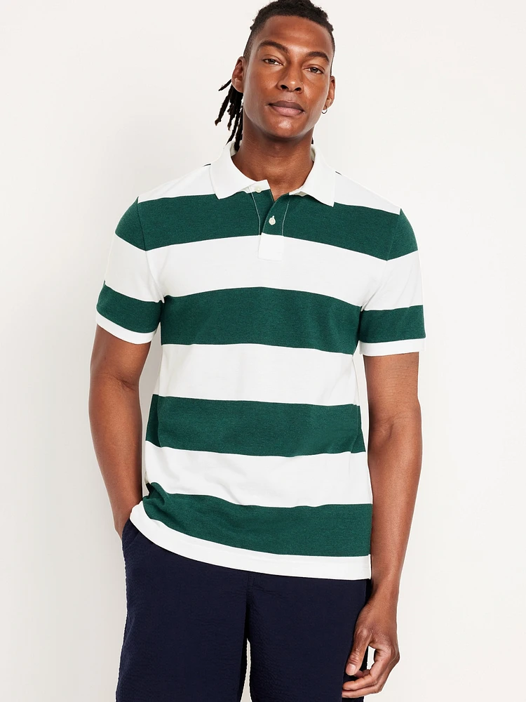 Classic Fit Striped Pique Polo