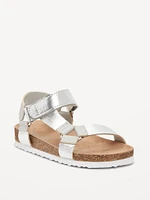 Metallic Faux-Leather Strap Sandals for Toddler Girls