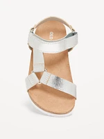 Metallic Faux-Leather Strap Sandals for Toddler Girls