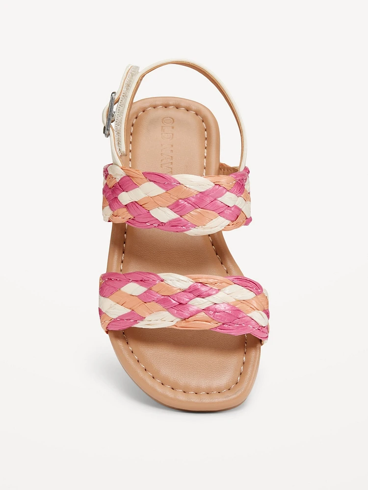 Raffia Double-Strap Sandals for Toddler Girls