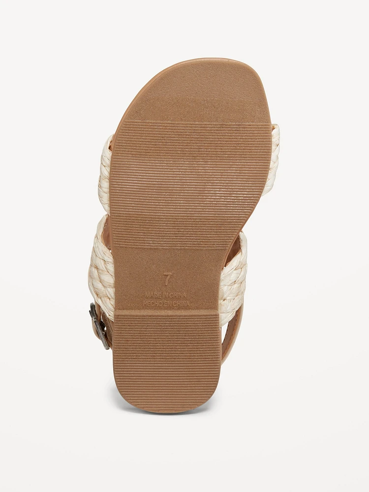 Raffia Double-Strap Sandals for Toddler Girls