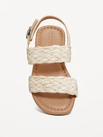 Raffia Double-Strap Sandals for Toddler Girls