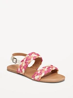 Raffia Double-Strap Sandals for Girls