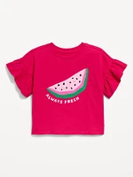 Short-Sleeve Crochet-Knit Graphic Top for Toddler Girls