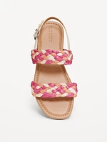 Raffia Double-Strap Sandals for Girls