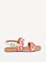 Raffia Double-Strap Sandals for Girls