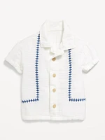 Short-Sleeve Textured Double-Weave Camp Shirt for Baby