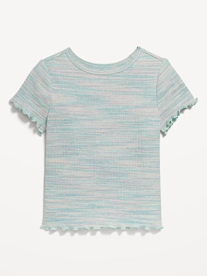 Short-Sleeve Lettuce-Edge T-Shirt for Toddler Girls