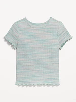 Short-Sleeve Lettuce-Edge T-Shirt for Toddler Girls