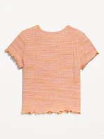 Short-Sleeve Lettuce-Edge T-Shirt for Toddler Girls