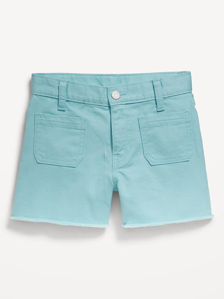 High-Waisted Pocket Frayed-Hem Shorts for Girls