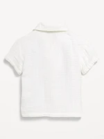 Short-Sleeve Textured Double-Weave Camp Shirt for Baby