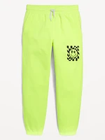 Gender-Neutral Fleece Cinched Graphic Jogger Sweatpants for Kids