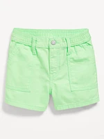 Elasticized High-Waisted Utility Jean Shorts for Girls