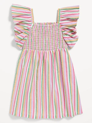 Textured Ruffle Short-Sleeve Smocked Dress for Toddler Girls