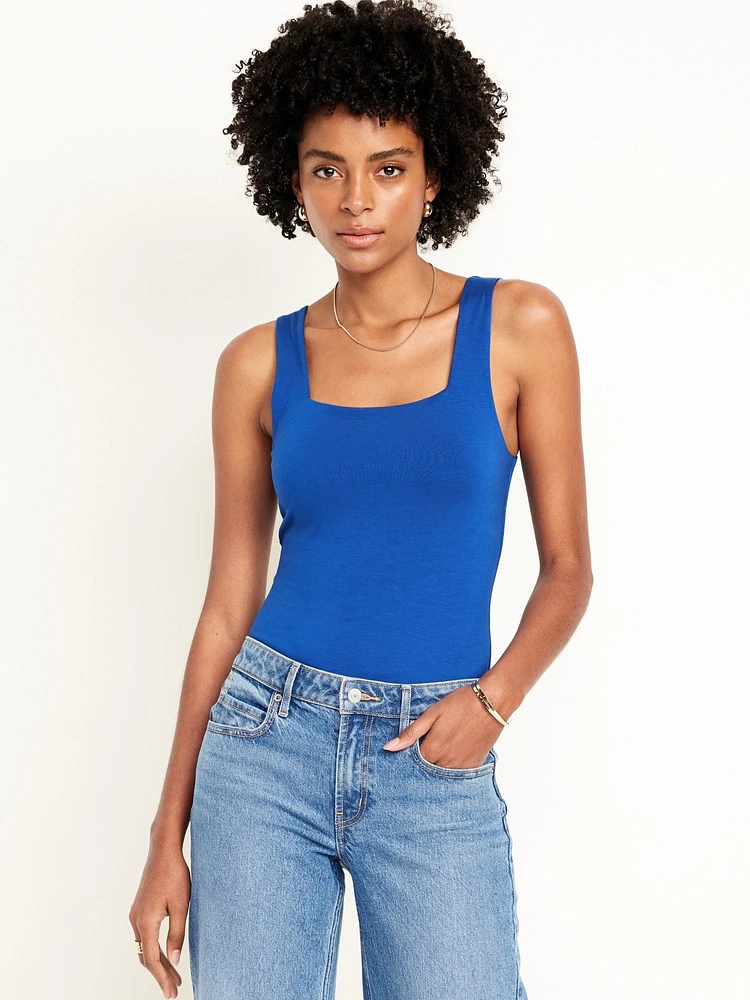 Square-Neck Tank Top Bodysuit