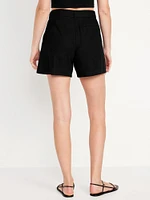 Extra High-Waisted Taylor Linen-Blend Trouser Shorts -- 5-inch inseam