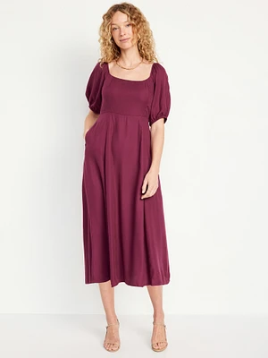 Fit & Flare Crepe Midi Dress