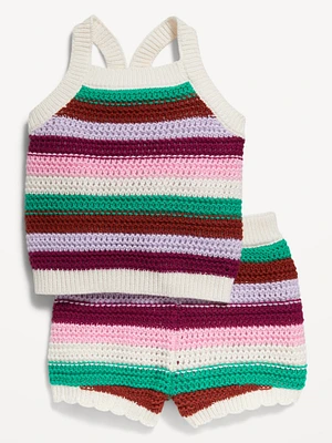 Sleeveless Sweater-Knit Tank and Shorts Set for Baby