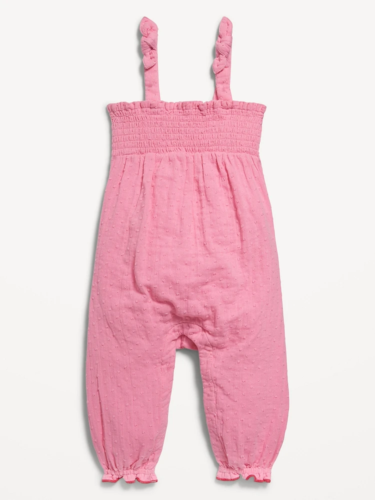 Sleeveless Smocked Tie-Knot Jumpsuit for Baby