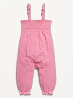 Sleeveless Smocked Tie-Knot Jumpsuit for Baby