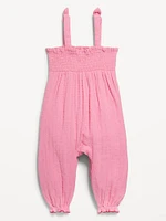 Sleeveless Smocked Tie-Knot Jumpsuit for Baby