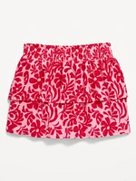 Printed Crinkled Tiered Skirt for Girls