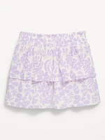 Printed Crinkled Tiered Skort for Girls