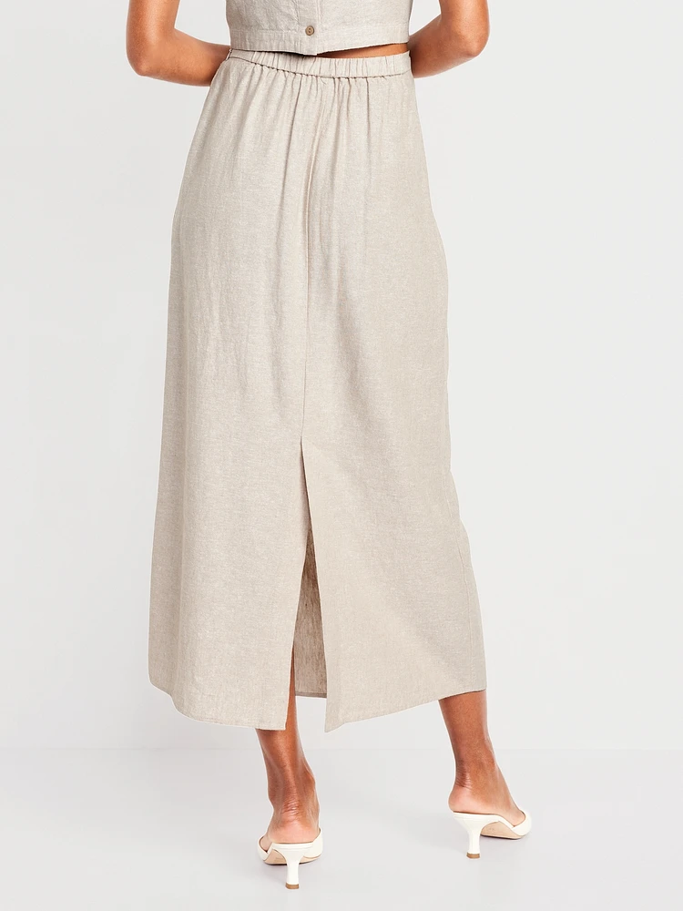 Linen-Blend Maxi Skirt