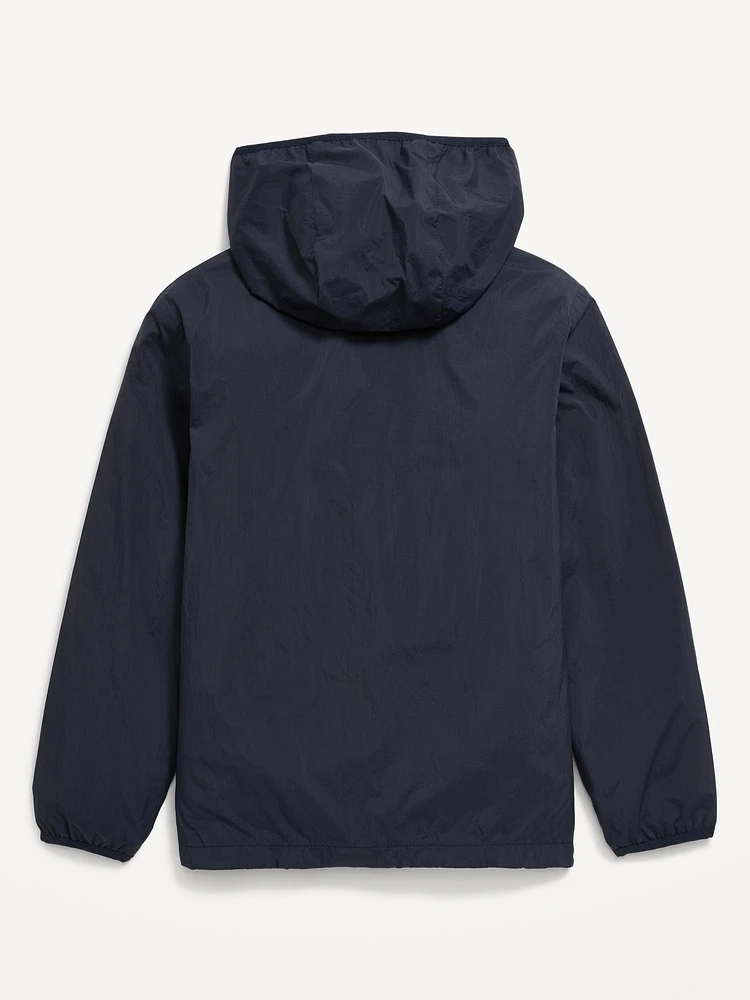 Hooded Zip-Front Water-Resistant Jacket for Boys