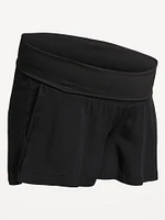 Maternity Rollover Panel Playa Shorts -- 4-inch inseam