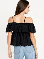 Off-Shoulder Cutwork Top