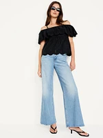 Off-Shoulder Cutwork Top