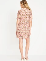 Button-Down Crepe Mini Dress