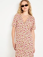 Button-Down Crepe Mini Dress