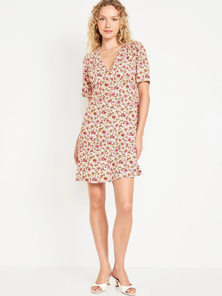 Button-Down Crepe Mini Dress