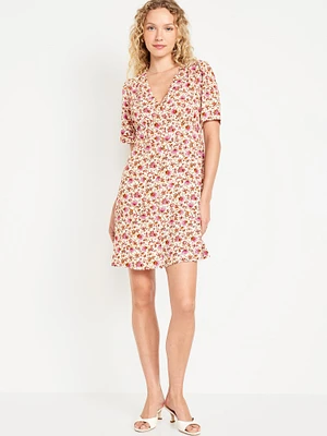 Button-Down Crepe Mini Dress