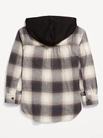 Long-Sleeve Hooded Flannel Shirt for Girls