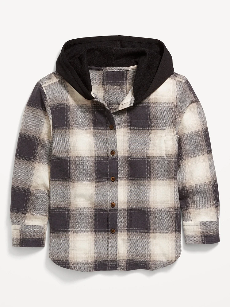 Long-Sleeve Hooded Flannel Shirt for Girls