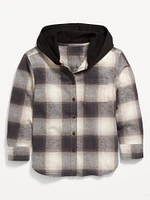 Long-Sleeve Hooded Flannel Shirt for Girls