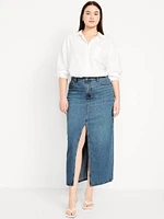 Mid-Rise Jean Maxi Skirt