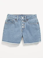 High-Waisted Wow Frayed-Hem Jean Shorts for Girls
