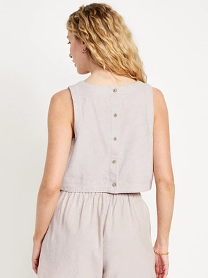 Sleeveless Button-Front Top